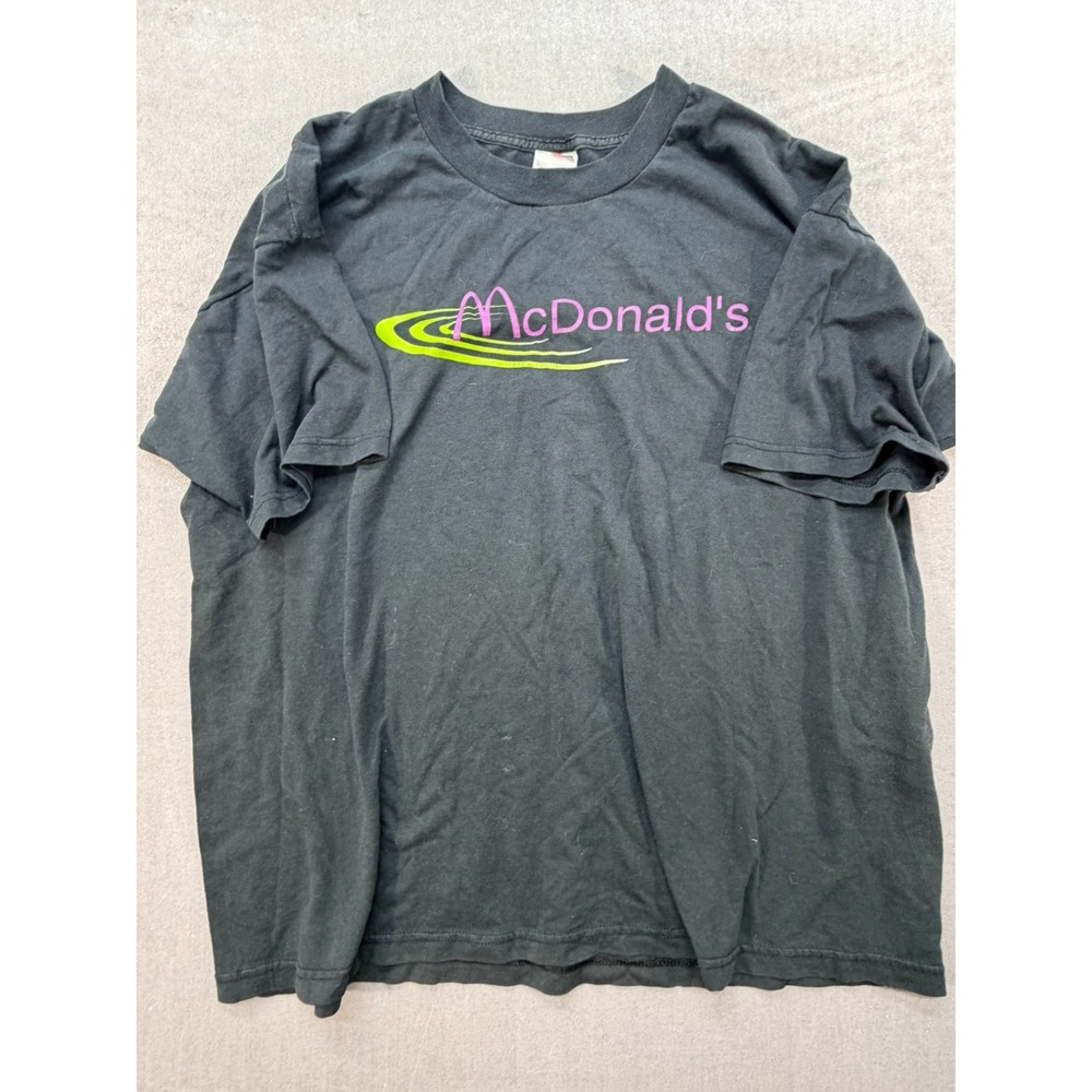 Vintage Fruit of the Loom McDonalds T Shirt Black Size XL